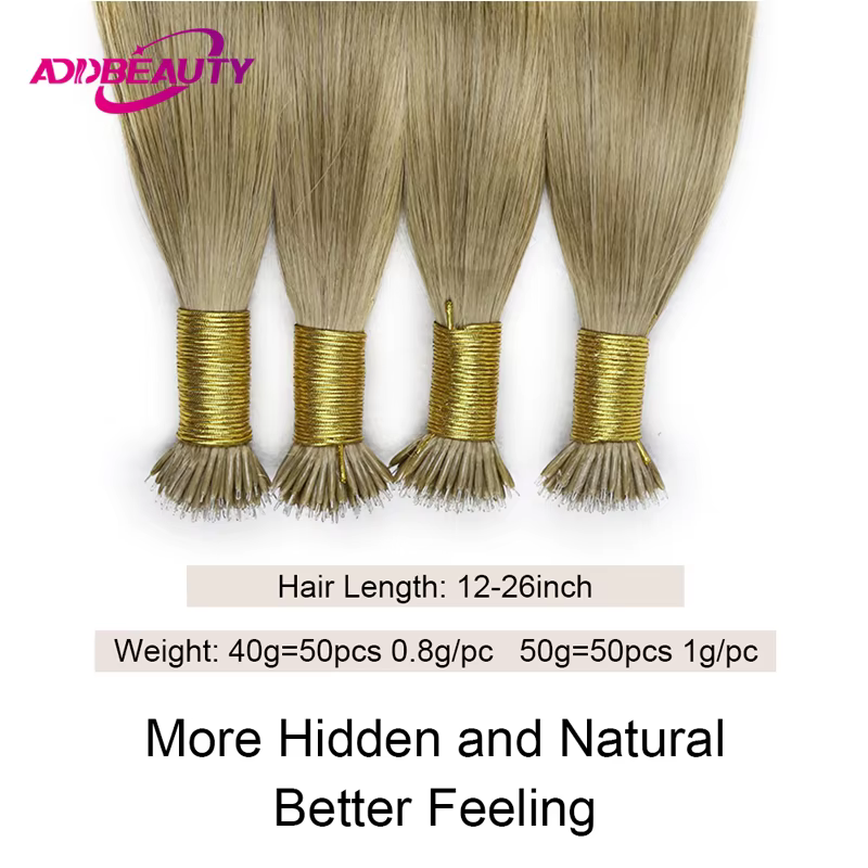 Extension de cheveux humains Nanoring droits Capsule de kératine de haute qualité Micro anneau Extensions