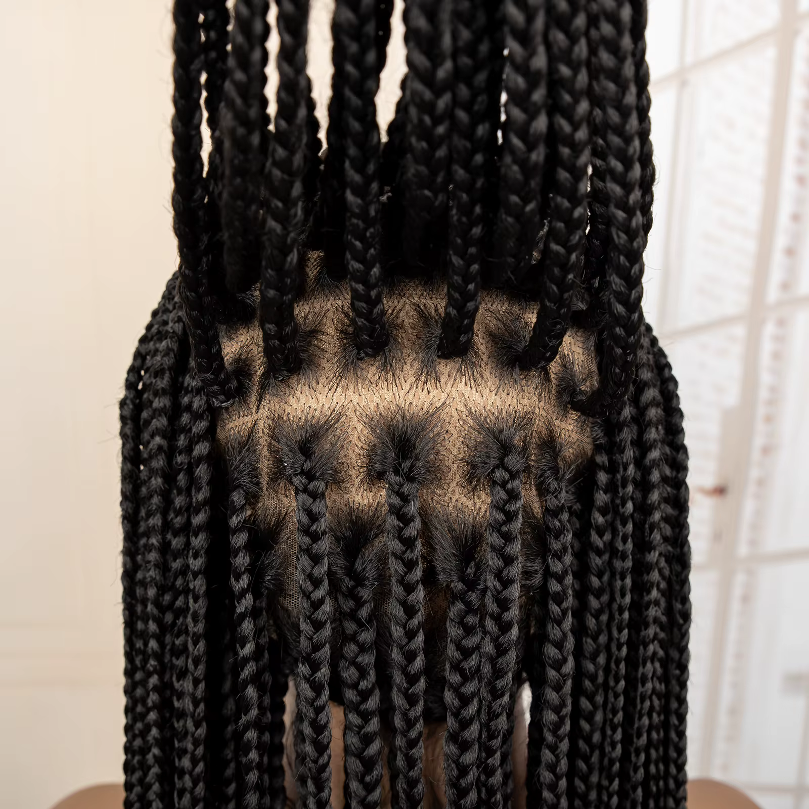 Perruques de cheveux tressés africains synthétiques pleine dentelle Cornrow sans noeuds boîte tressage