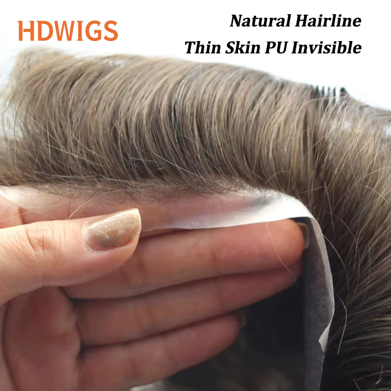Prothèse capillaire pour homme en cheveux naturels brésiliens