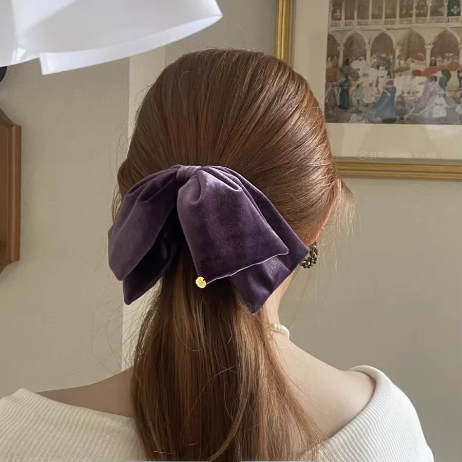 Pince à cheveux élégante en velours avec nœud papillon