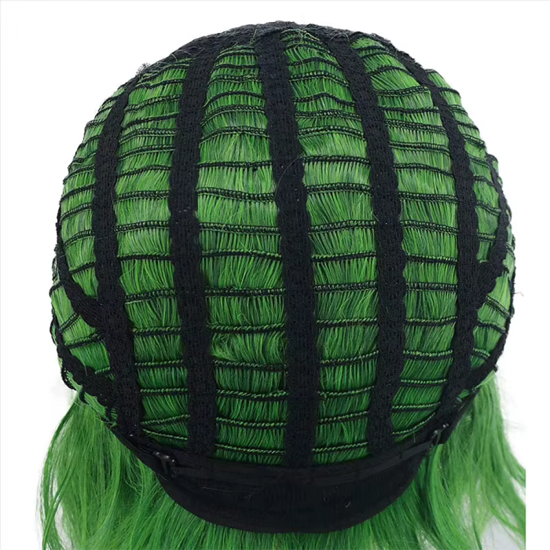 HAIRJOY Perruque synthétique courte bouclée verte pour femmes et hommes