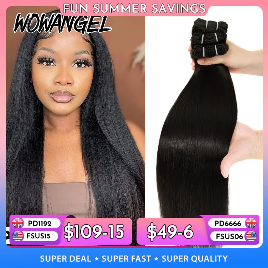 WOWANGEL lumière Yaki droite paquets de cheveux humains rebondissant moelleux crépus