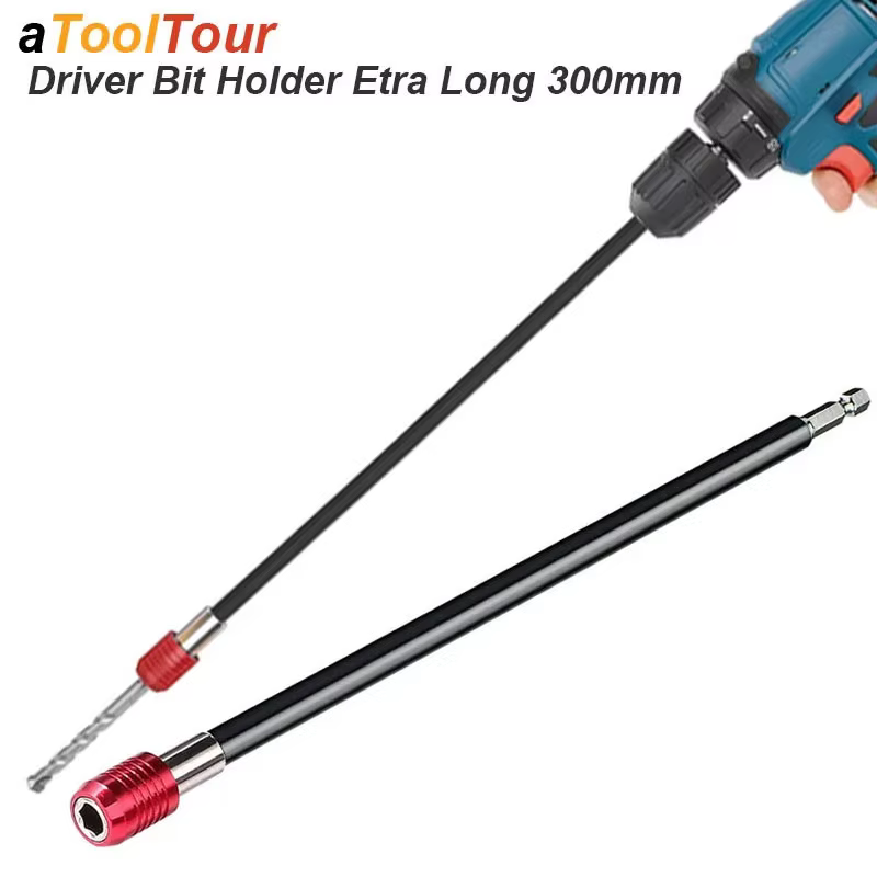 Extension de porte-foret magnétique, tige Extra longue, pilote à dégagement rapide, tige d'adaptateur de fixation de barre de 1/4 pouces, outil manuel de 300mm