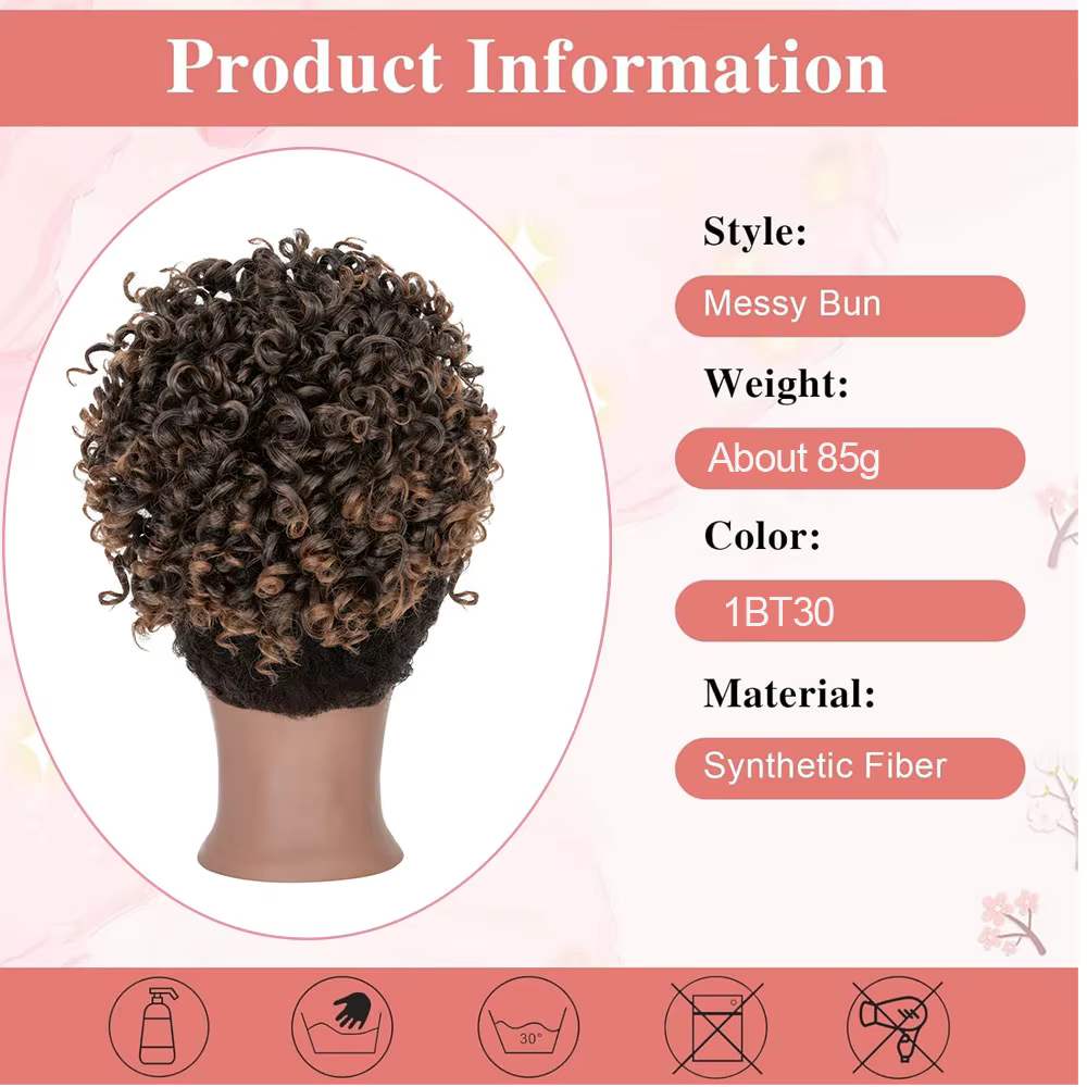 Benehair – queue de cheval synthétique avec cordon de serrage pour femmes, postiche Afro courte bouffante de 8 pouces, postiche crépue bouclée avec peignes stables