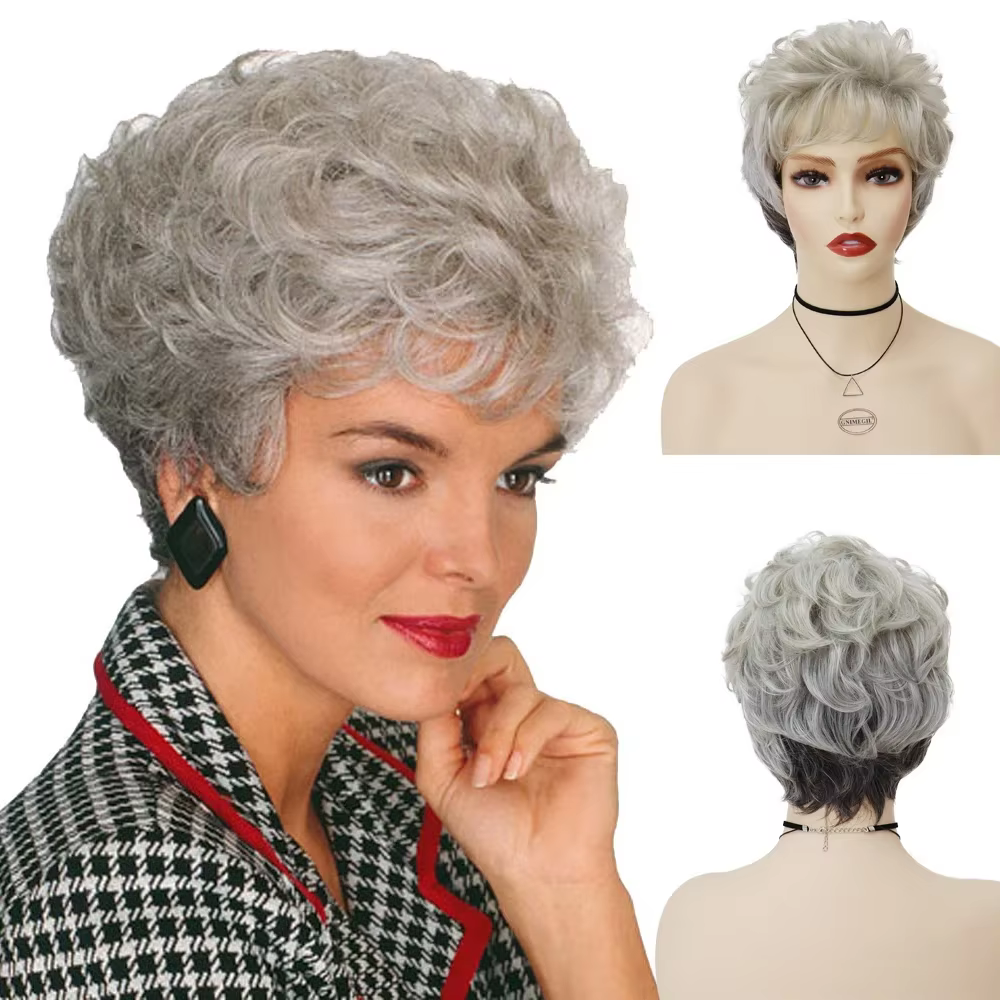 Perruques synthétiques courtes pour filles dorées