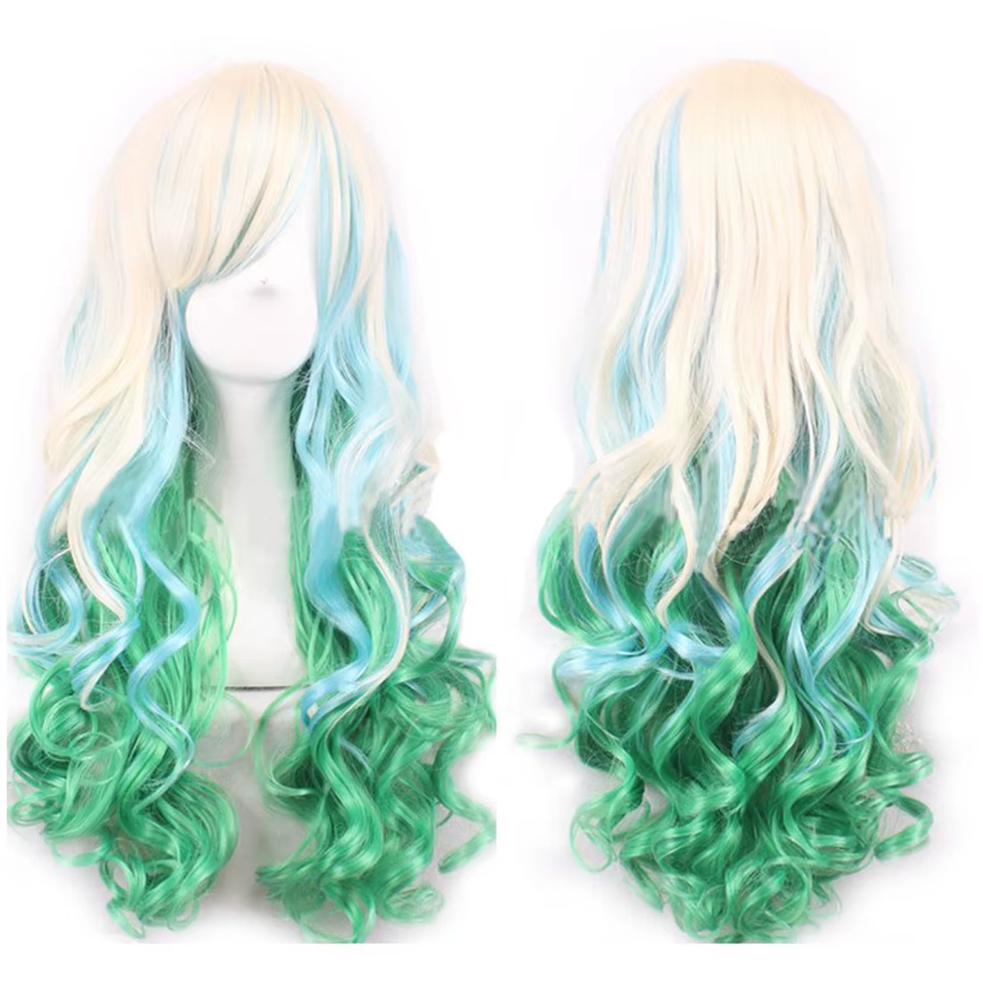 Soowee cheveux synthétiques Ombre arc-en-ciel Cosplay perruque avec frange rouge jaune violet vert bleu perruques pour les femmes noires