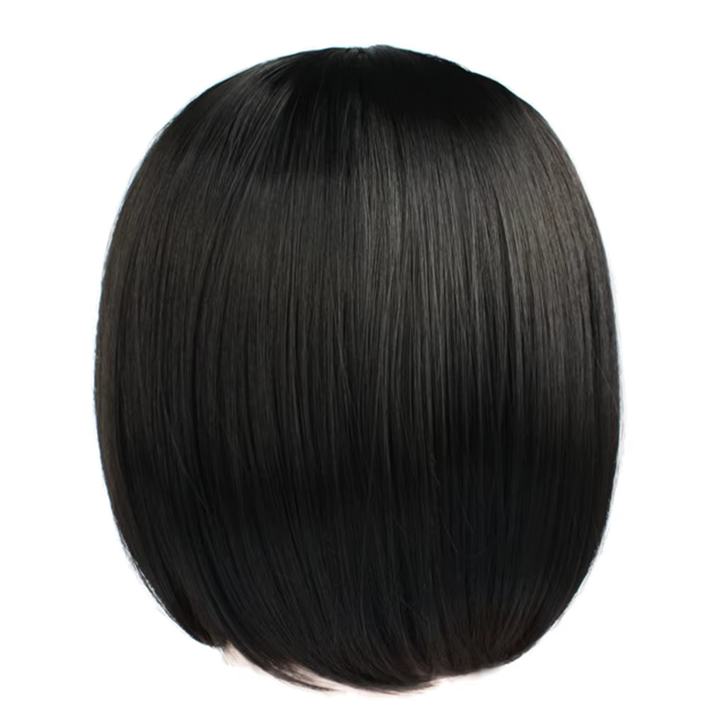 Perruques pour femmes courte ondulée Bob noir perruque avec frange