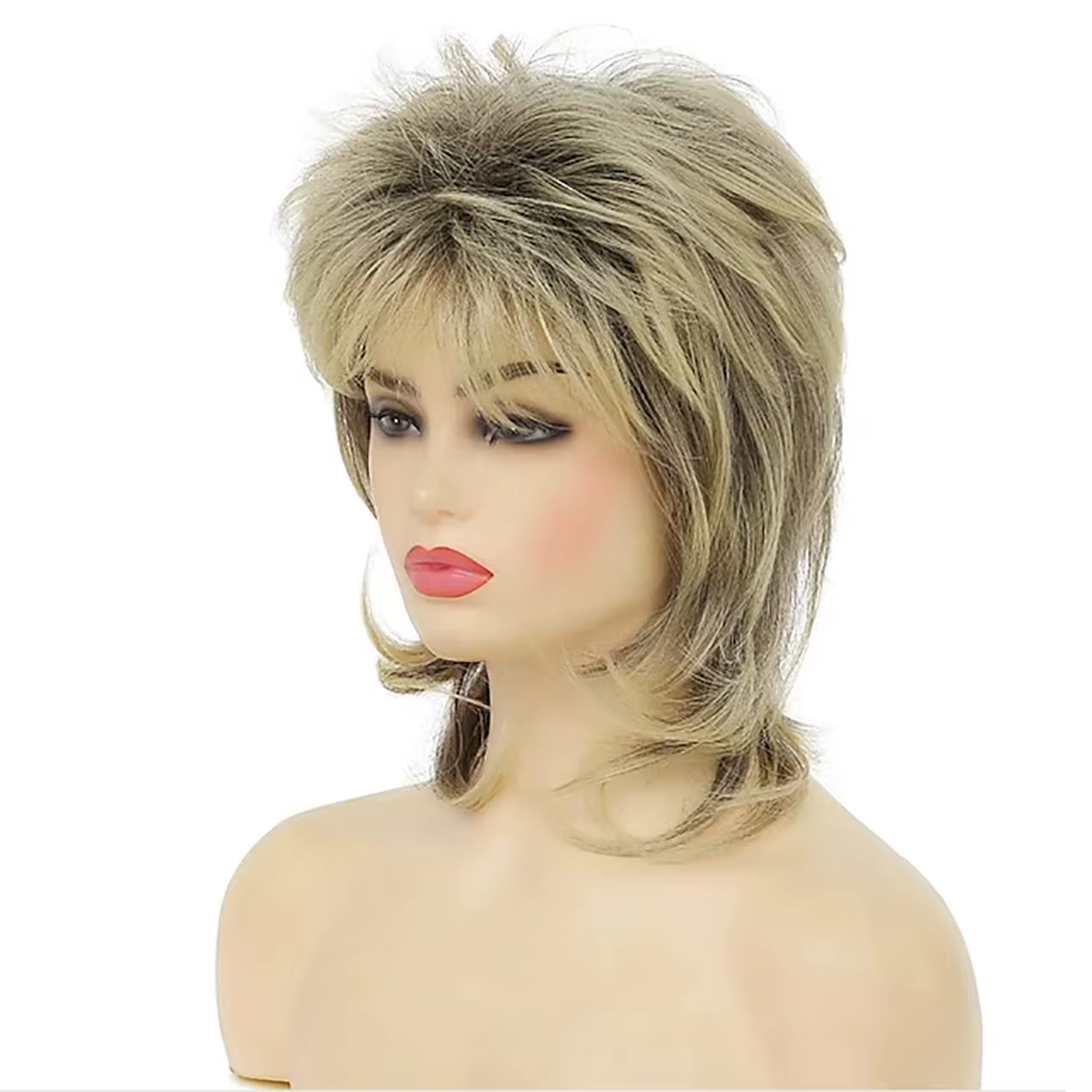 HAIRJOY Perruque synthétique blonde style Mullet pour femme