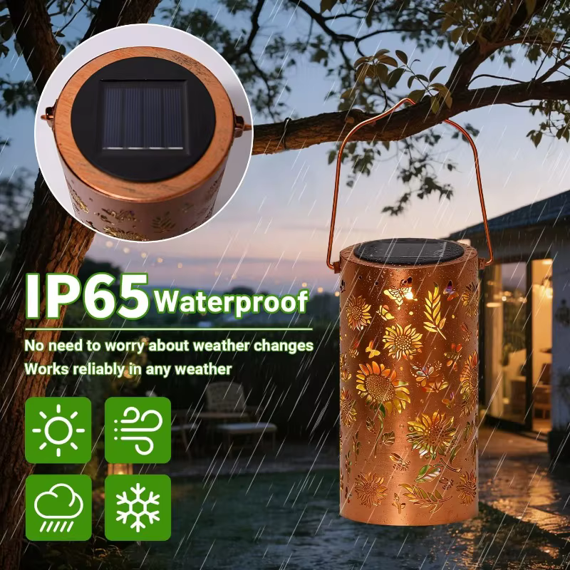 Lanterne solaire portable étanche à projection RGB colorée et durable en forme de tournesol pour la décoration de jardin, de véranda, de pelouse et de cour