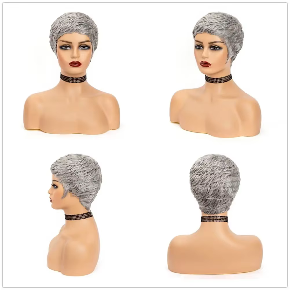 Perruque courte grise style pixie