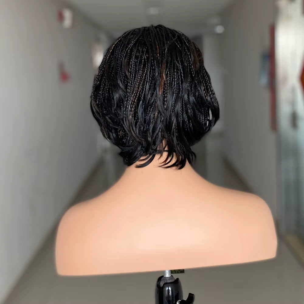 Boîte de tresse au Crochet perruques tressées pour les femmes noires cheveux africains synthétiques coupe lutin