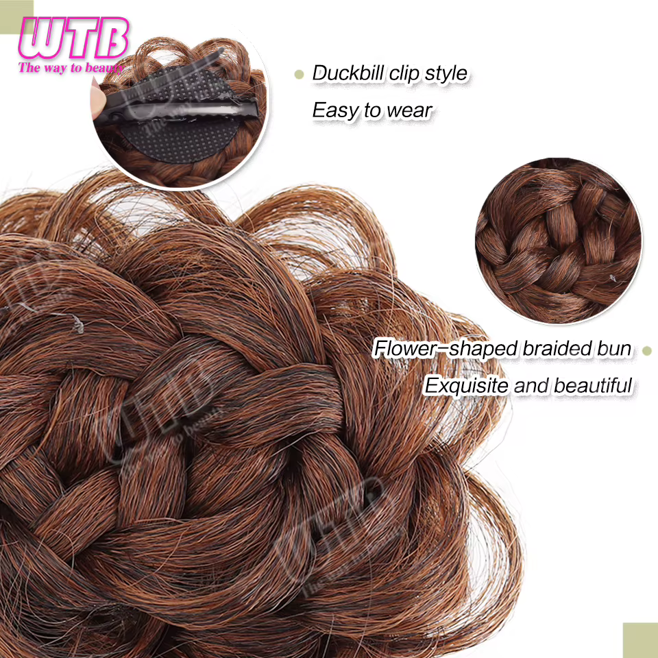 WTB Perruque synthétique en forme de rose pour femme