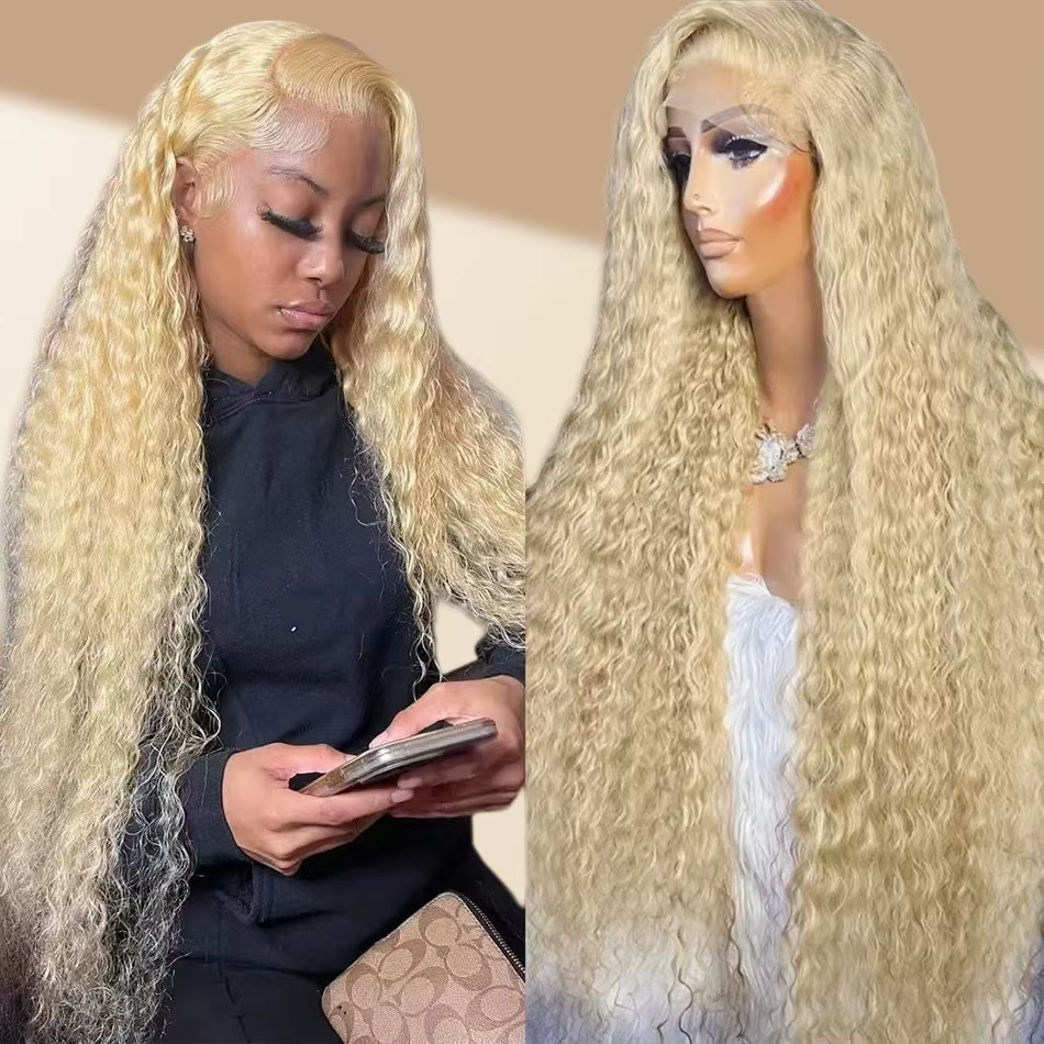 Perruque Deep Wave, raie au milieu, cheveux synthétiques tissés à la machine, pour femmes