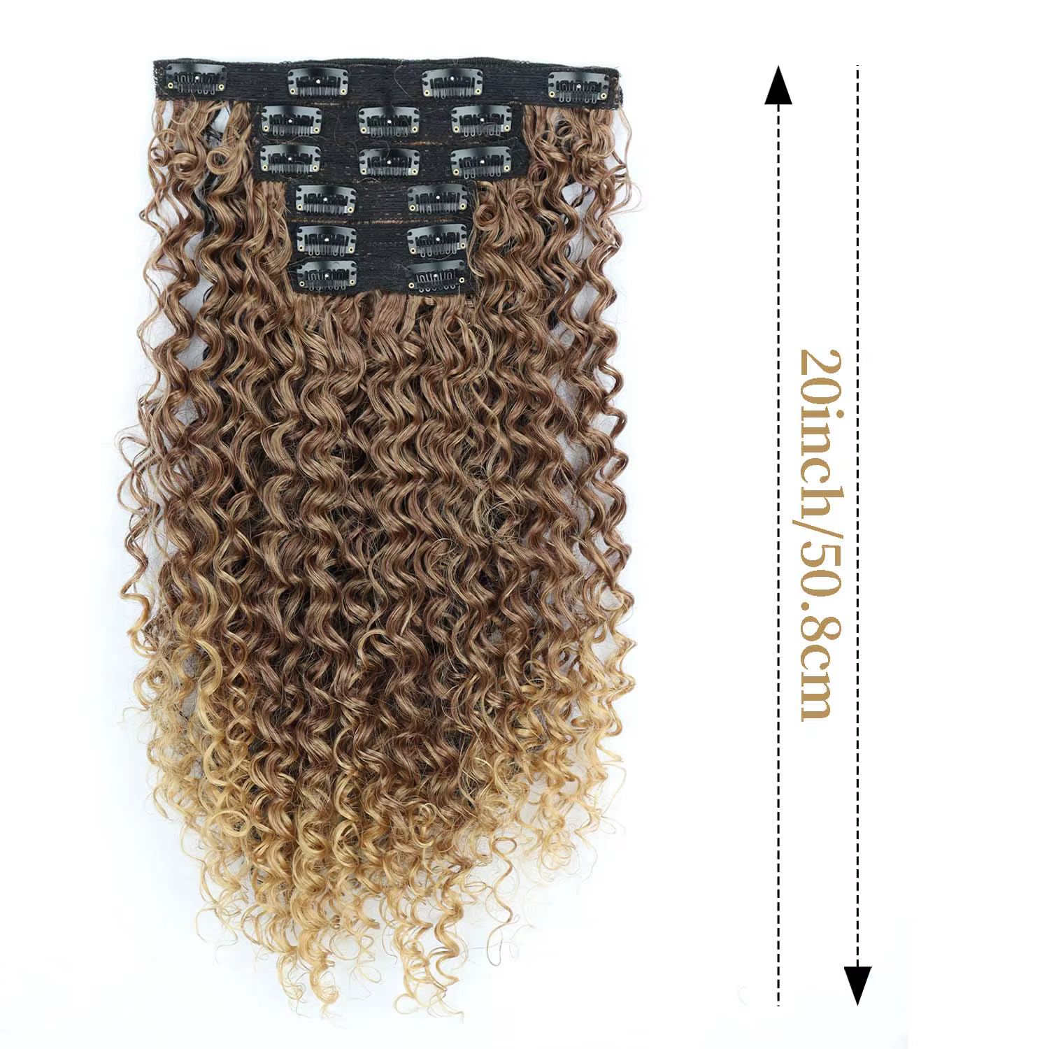 Extensions de cheveux synthétiques bouclées crépues à clipser