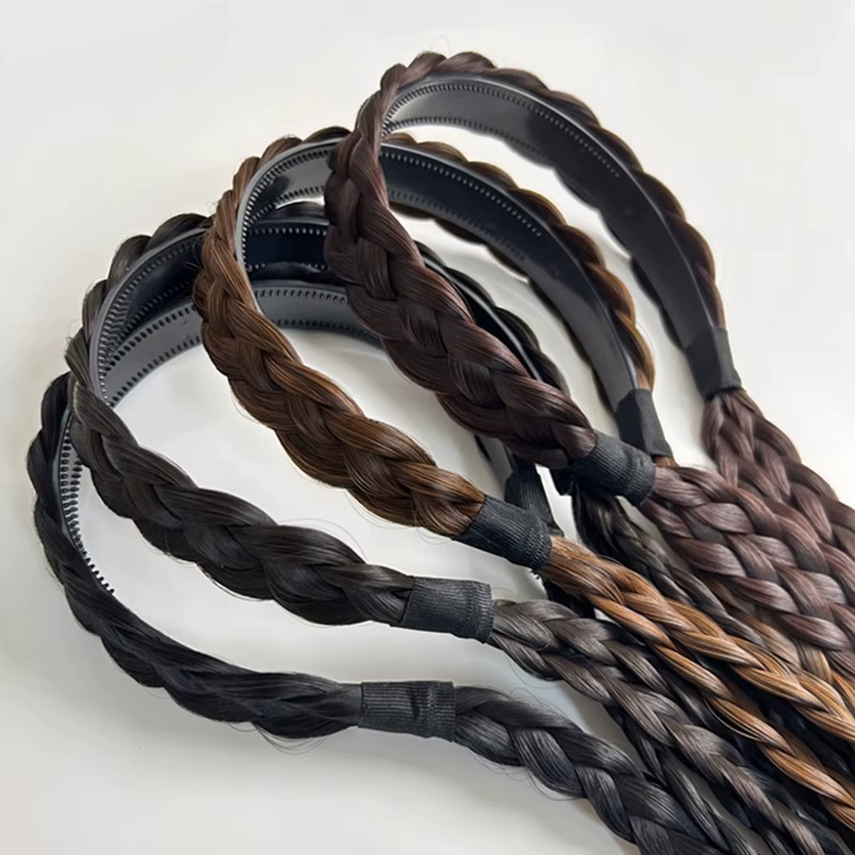Queue de cheval tressée synthétique à double tresses, avec boucle élastique pour chignon, facile à porter et réglable