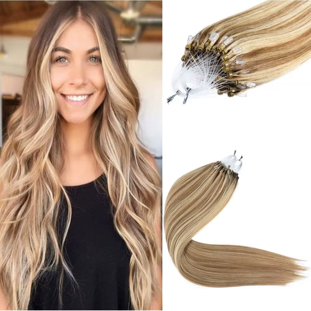 Extensions d'anneaux micro-boucles 100% cheveux humains