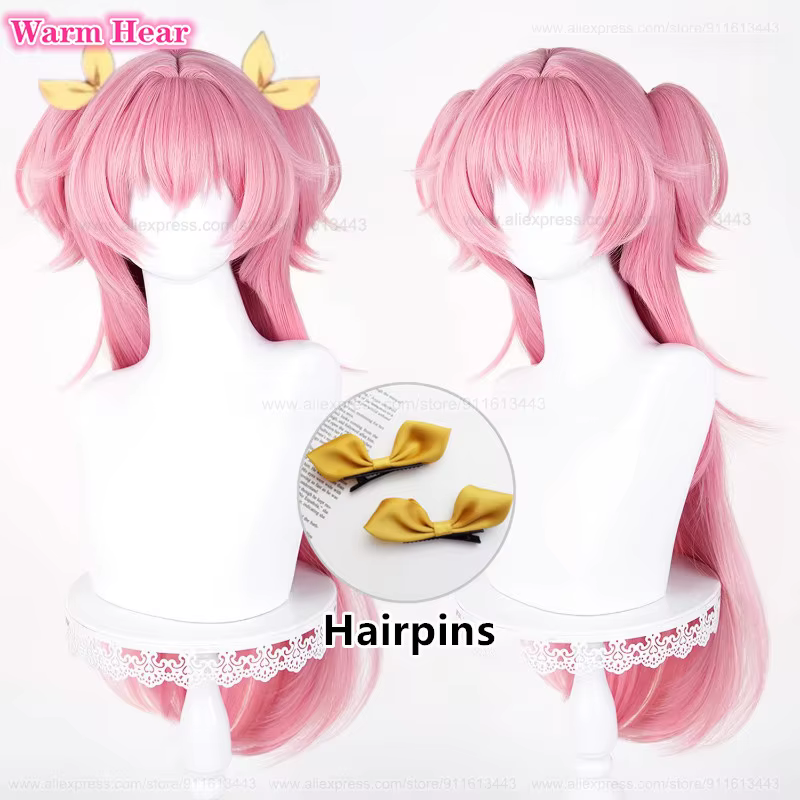 Nouveau! Perruque de cosplay Anime Momoi Airi longue de 78 cm, rose, double queue de cheval, cheveux synthétiques résistants à la chaleur, perruques pour fête d'Halloween + un bonnet de perruque