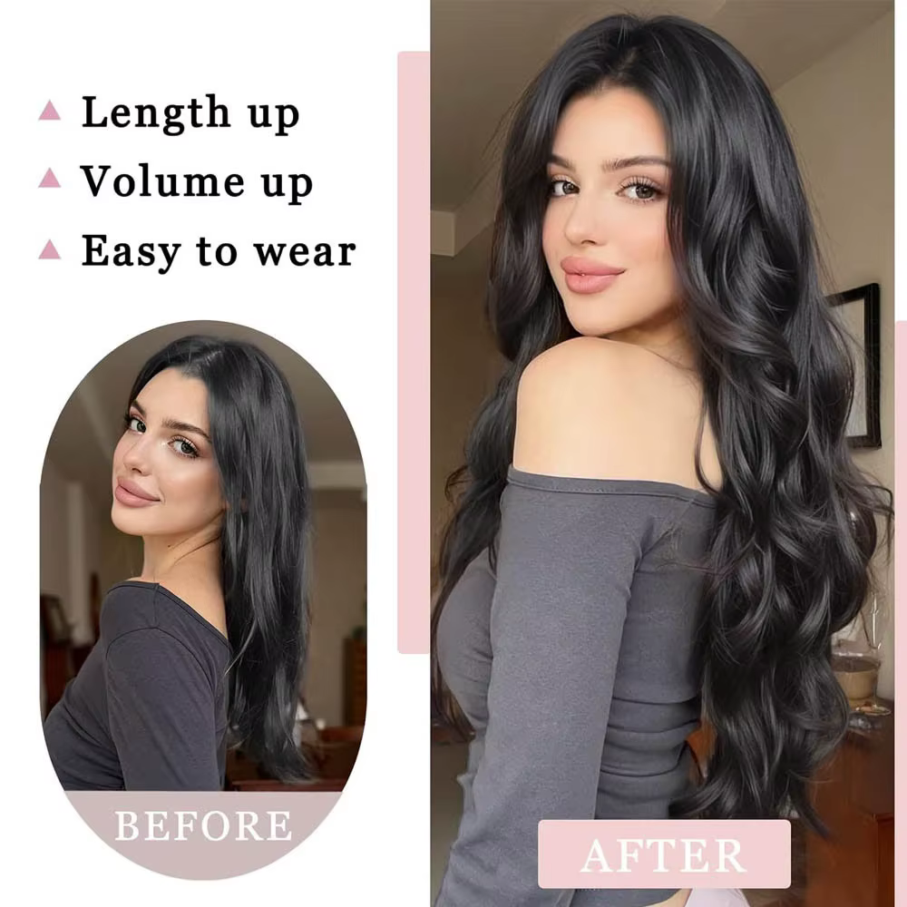 Extension de cheveux synthétiques longs et bouclés de 20 pouces