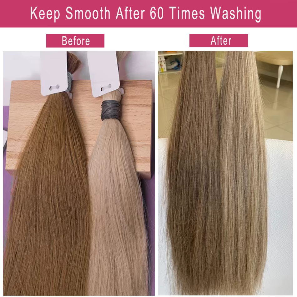 Extensions de cheveux humains vierges à trame plate à coudre