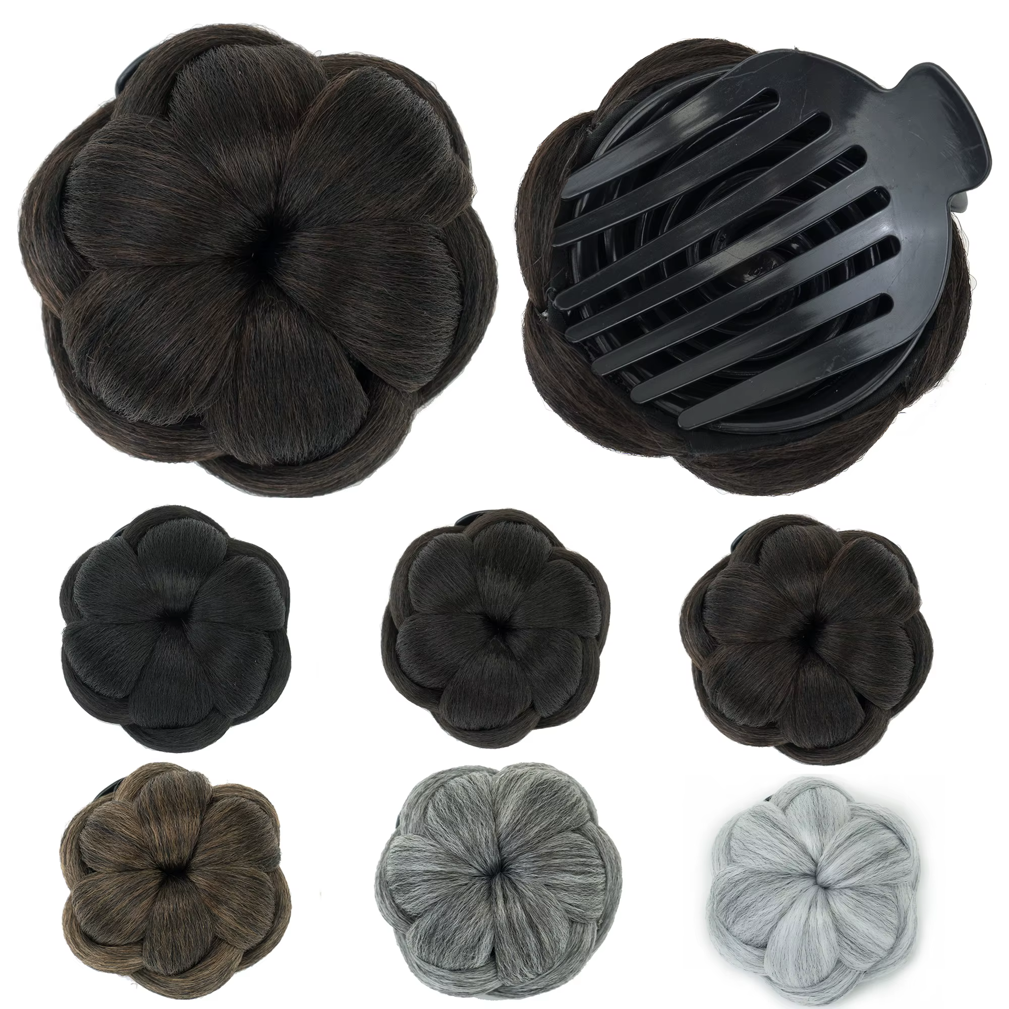 Soowee Chouchou pour cheveux tressés - Postiche à griffes pour un chignon facile et un coiffage