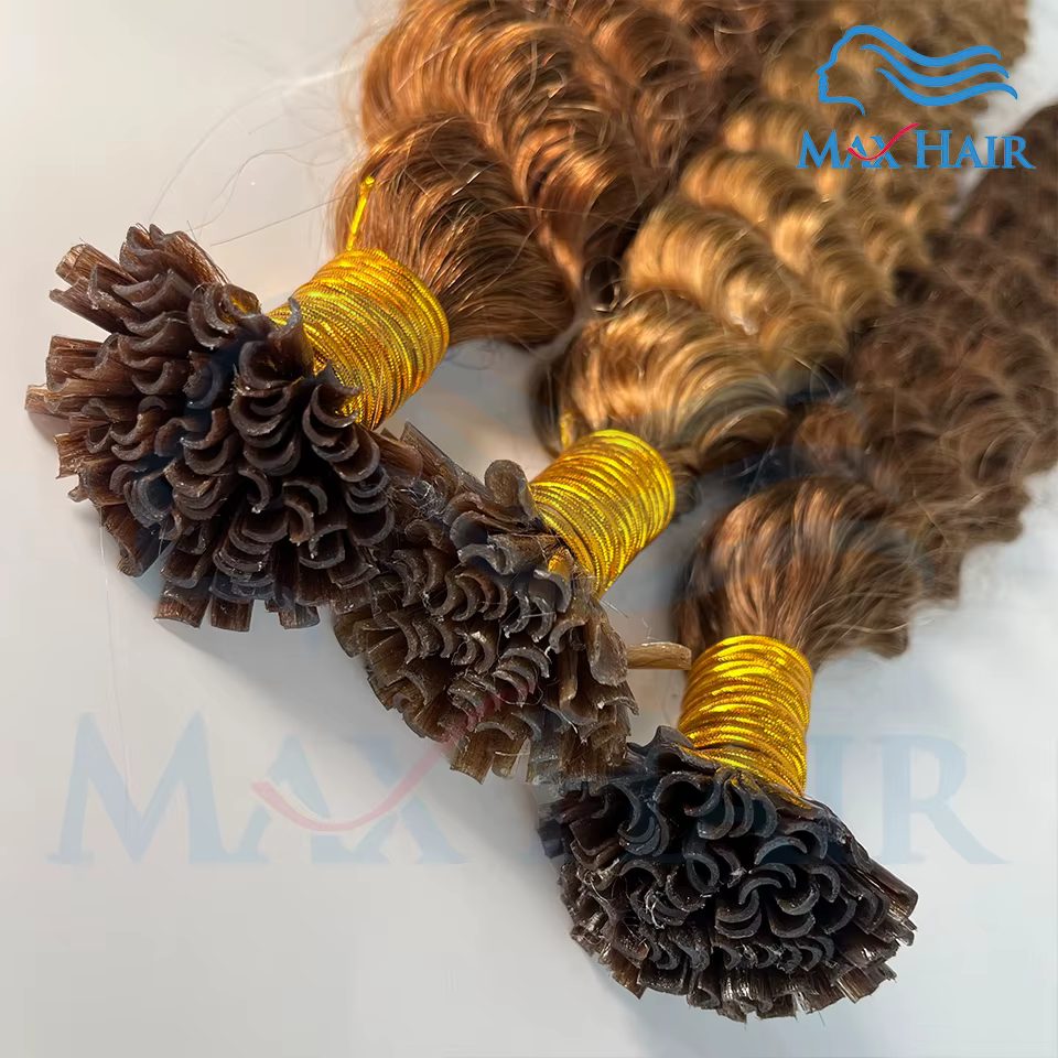 Extensions de cheveux humains à pointe en U en kératine