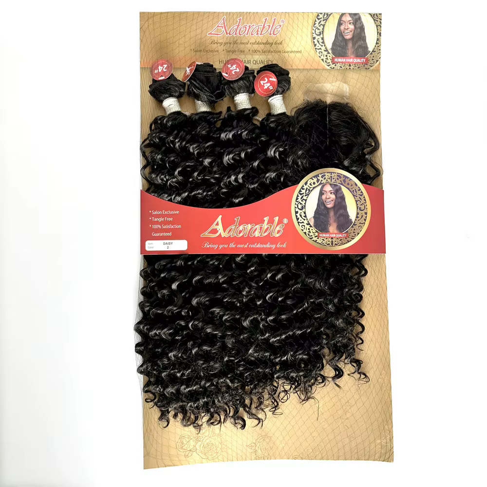 Adorables lots de cheveux afro bouclés crépus de 24 pouces avec closure