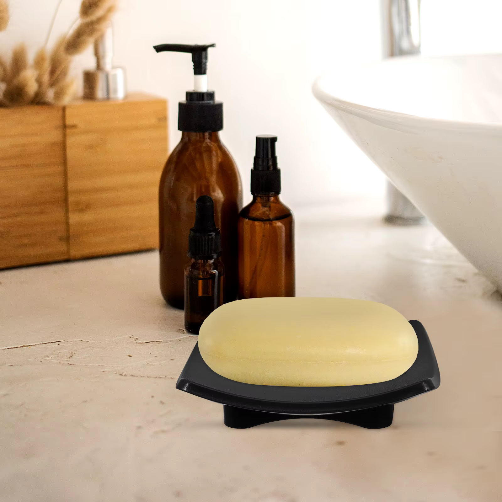 Porte-savon en ABS réutilisable, forme élégante et courbée, base antidérapante, support décoratif pour savon de salle de bain, rangement fonctionnel