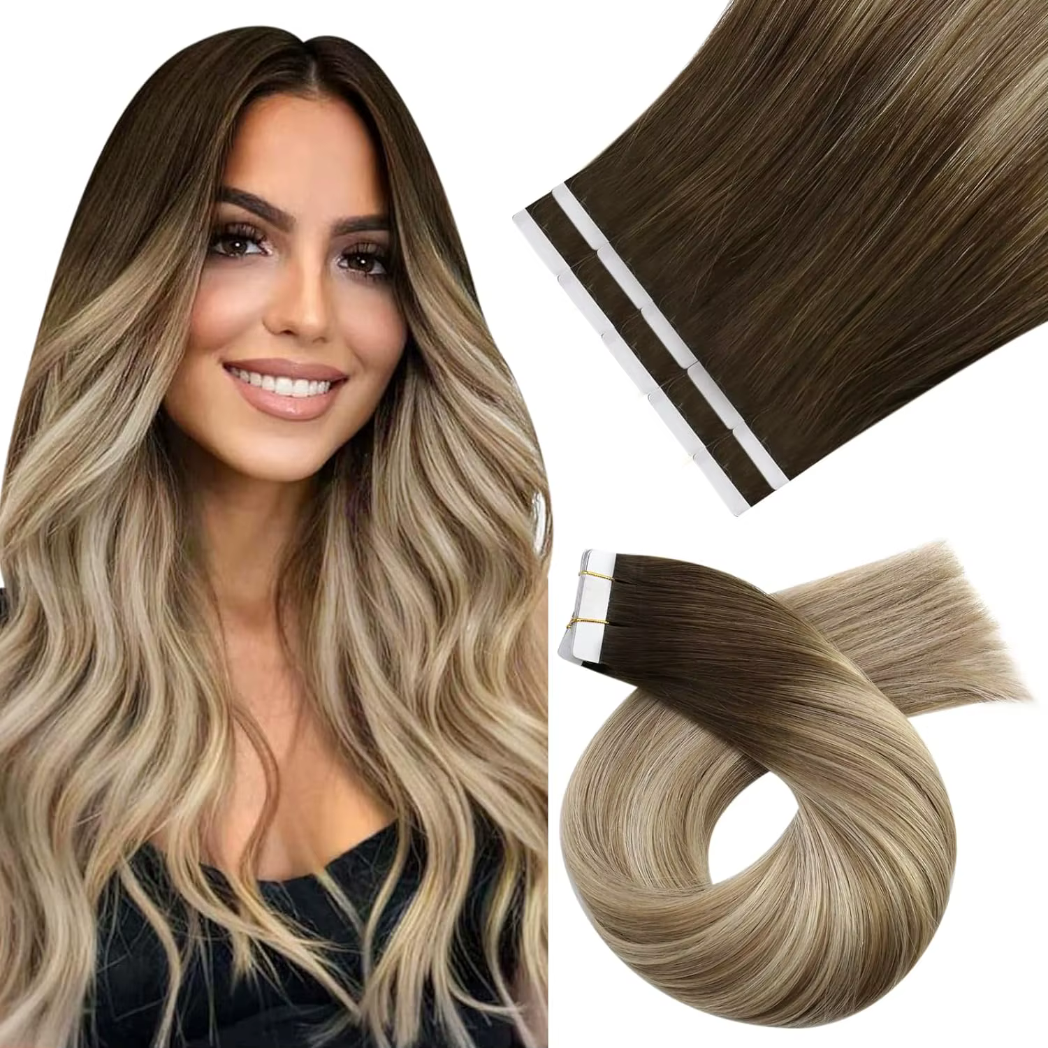 Moresoo-Extensions de cheveux à ruban adhésif, 100% vrais cheveux humains, qualité de salon, cheveux invisibles, peau naturelle Remy, bande de trame en PU, 25G, 50G