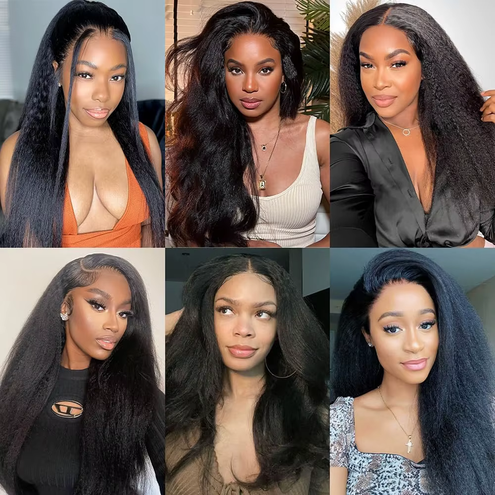 Perruques en cheveux humains lisses crépus sans colle