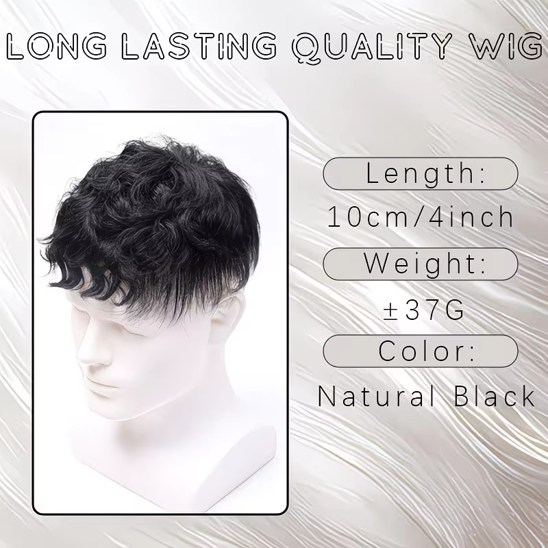 Prothèse capillaire à clipser pour homme en cheveux naturels