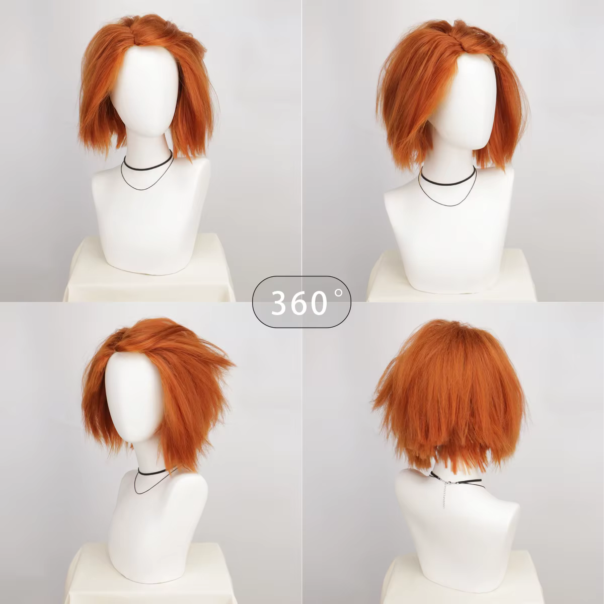 Perruque Yaki courte Orange marron Chucky Halloween Cosplay pour hommes de mal tueur