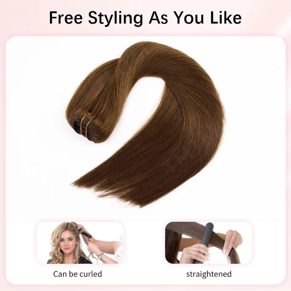 Extensions de cheveux humains lisses à clipser, 7 pièces/ensemble, pour tête entière, style brésilien, 85/120 grammes, extensions à clipser pour femmes