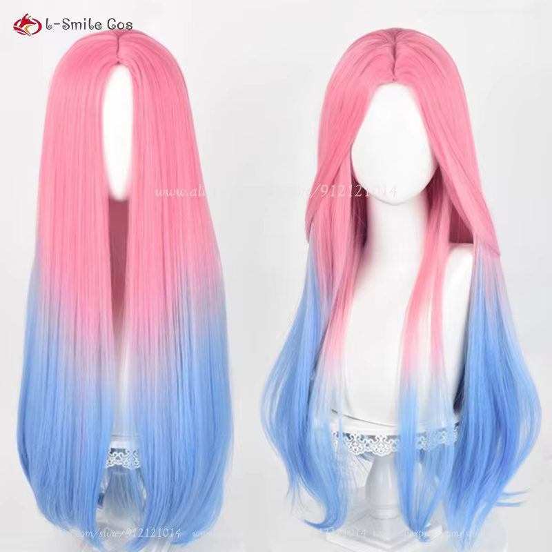 Anime Mizi Cosplay perruque 76 cm de Long rose bleu teint dégradé perruques résistant à la chaleur cheveux synthétiques