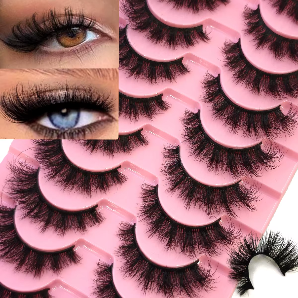 10 paires mélange de cils vison moelleux dramatique Faux