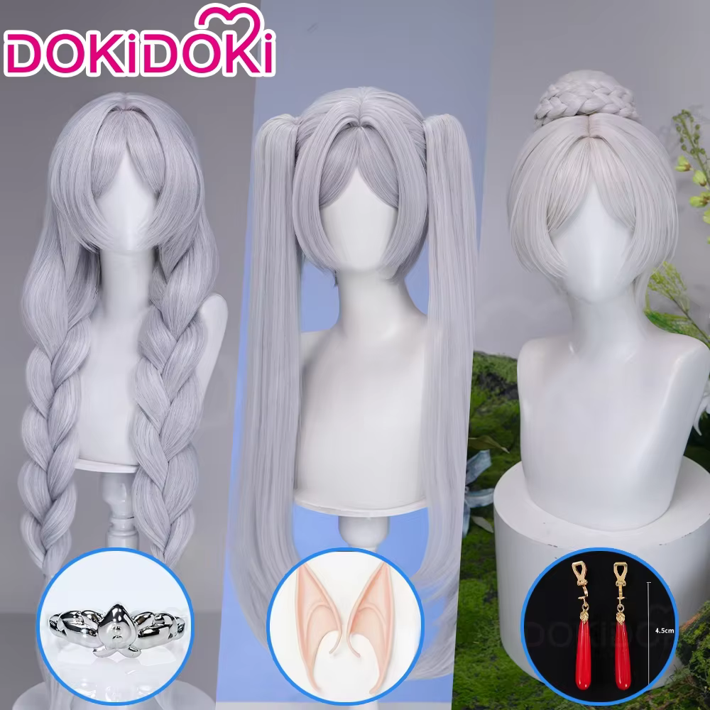 【Prêt à être expédié】 Perruque Frieren pour cosplay d'anime DokiDoki