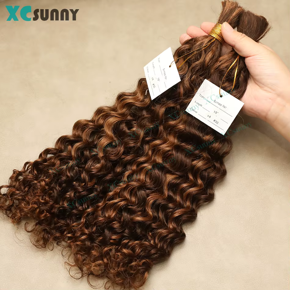 Couleur 4 30 cheveux humains en vrac pour tresser Extensions