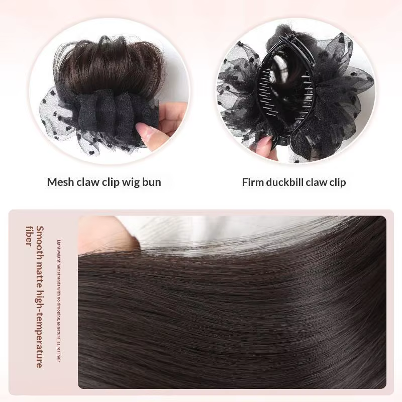 Chignon synthétique à clipser avec décoration en tulle