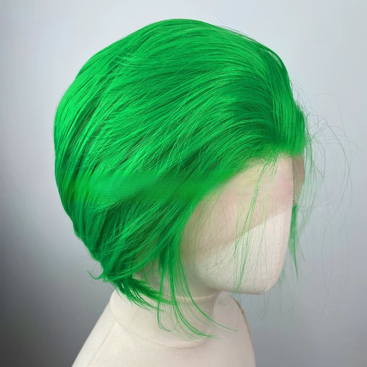 Perruque Bob Lace Front Wig synthétique courte vert clair