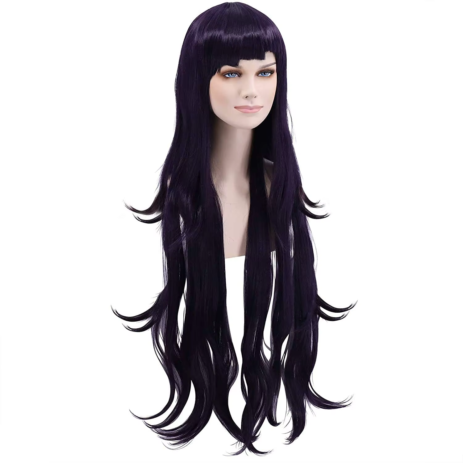 Perruque de Cosplay longue violette Mikan Tsumiki violet foncé
