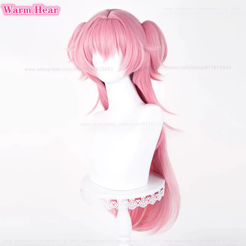 Nouveau! Perruque de cosplay Anime Momoi Airi longue de 78 cm, rose, double queue de cheval, cheveux synthétiques résistants à la chaleur, perruques pour fête d'Halloween + un bonnet de perruque