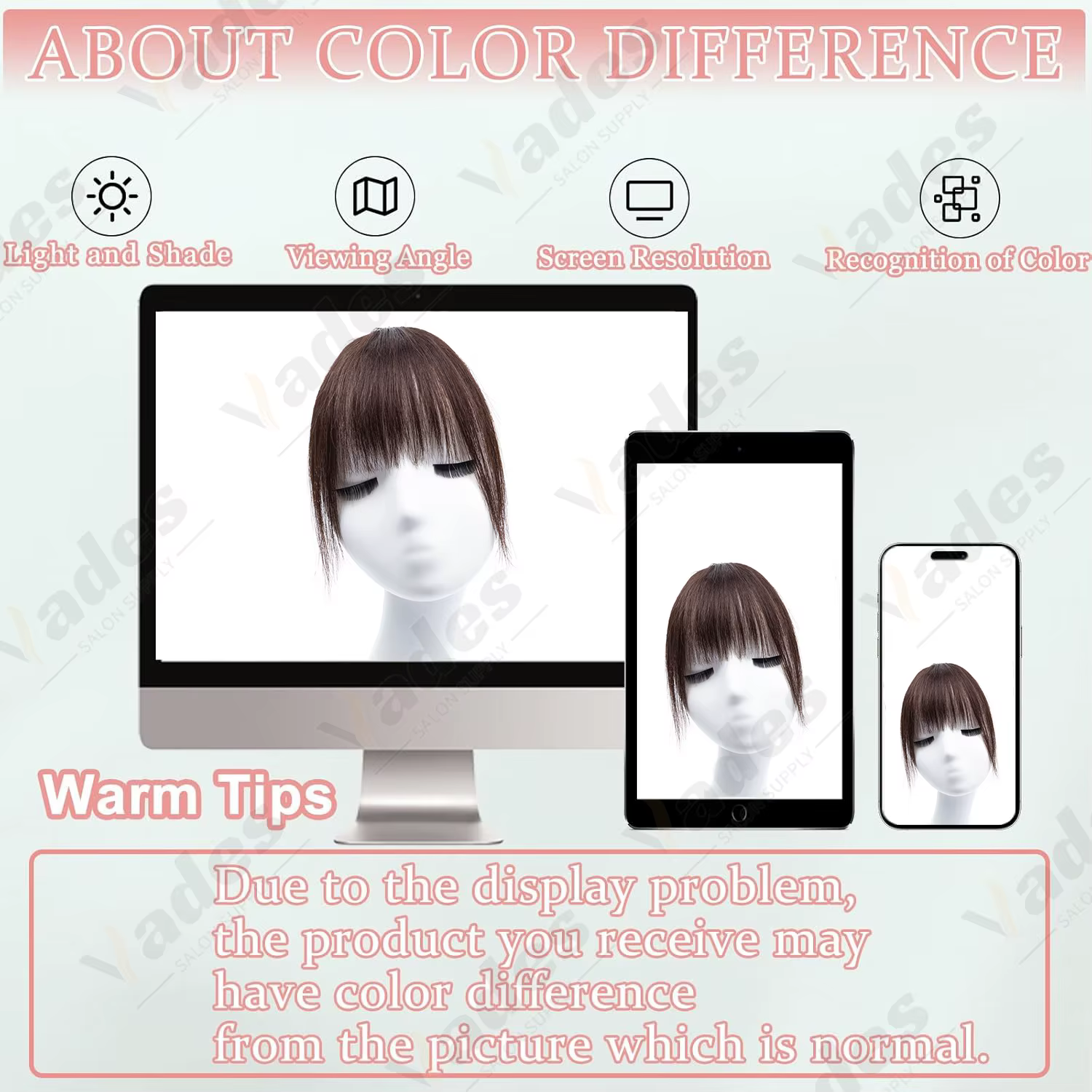 VADES Franges à clipser en cheveux naturels