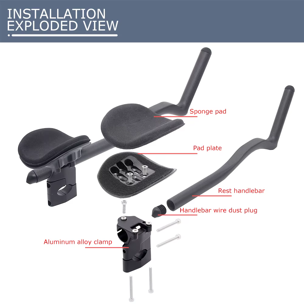 Corde LICYC-Guidon de vélo de route TriDuvet contre la montre, assistance de vélo entièrement en carbone 3K, rallonge de guidon aérodynamique avec clip, 35 °, 55 °
