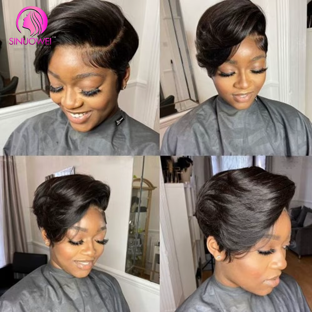 Perruque Bob Brésilienne Coupe Pixie pour Femme