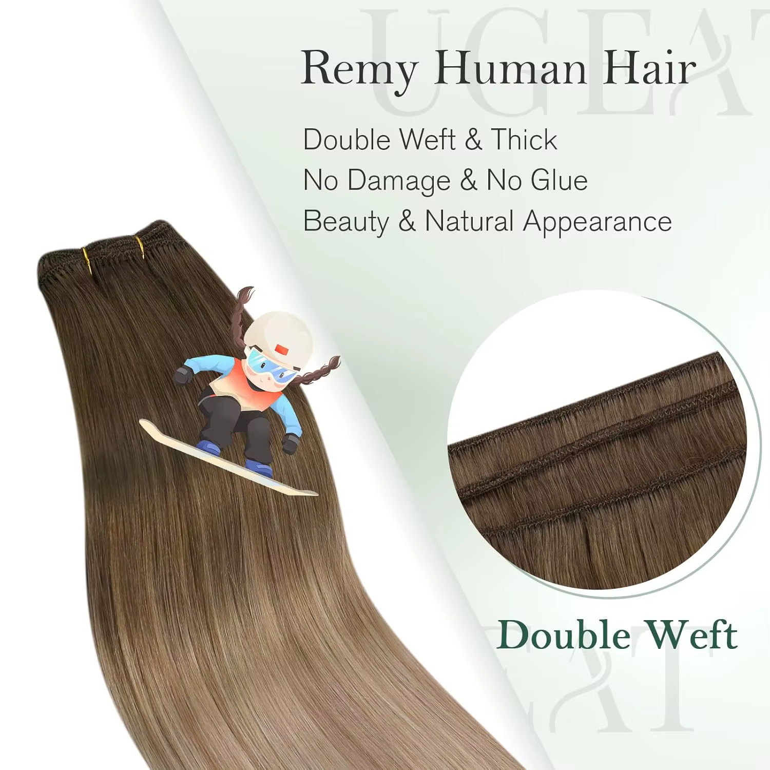 Extensions de cheveux humains Ugeat Weft Balayage