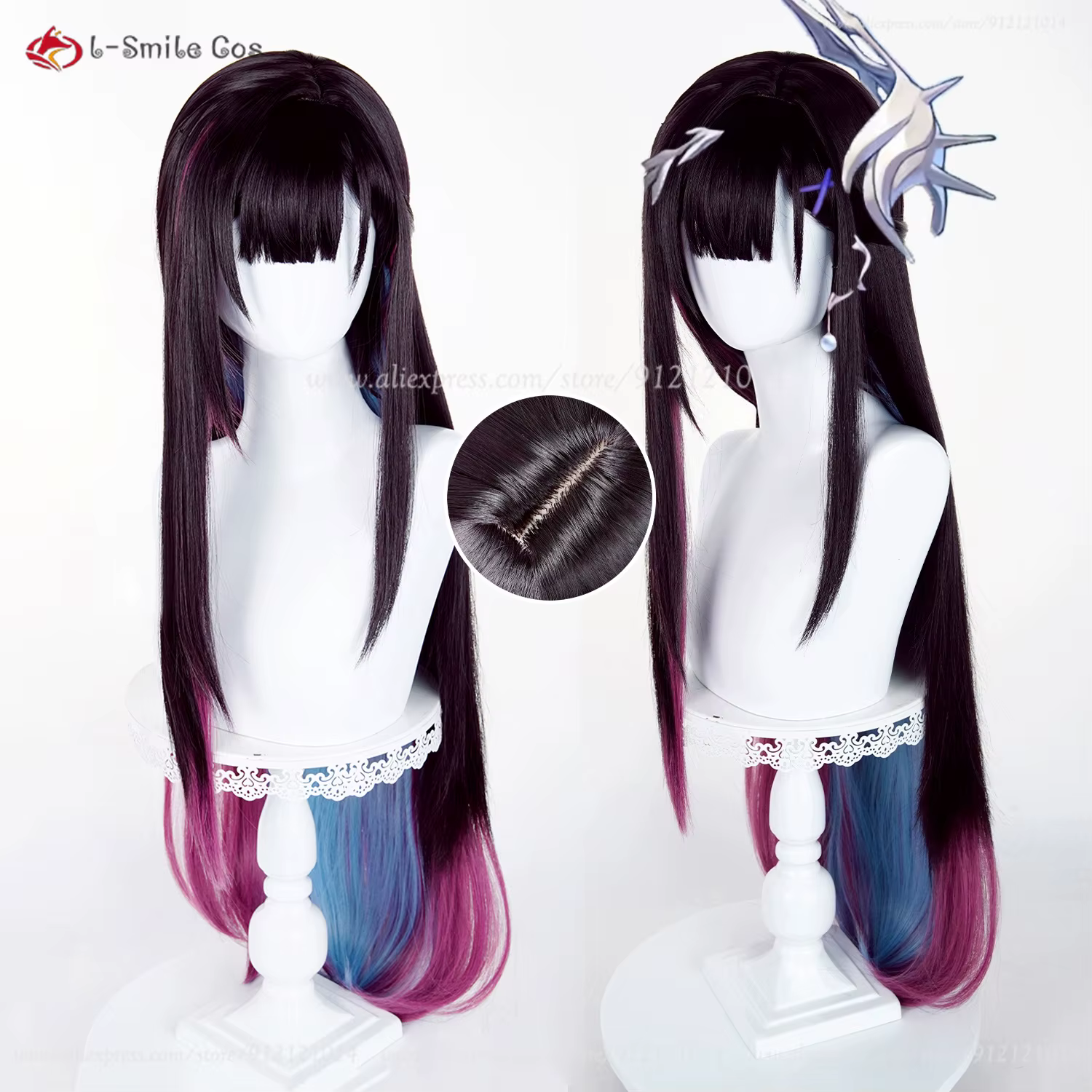 Perruque de Cosplay synthétique Helektra 96cm