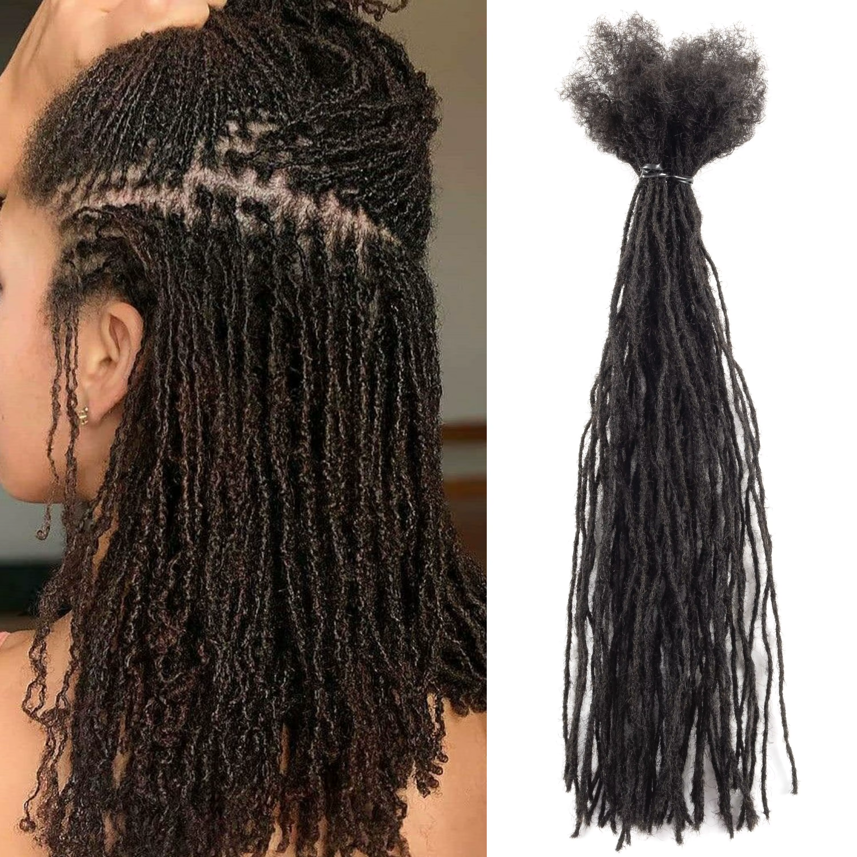 20 Strs/paquet vente en gros directe d'usine 0.1 cm Micro Locs vrais cheveux humains Dreadlocks Extension Loc Extensions Dreadlock Naturel
