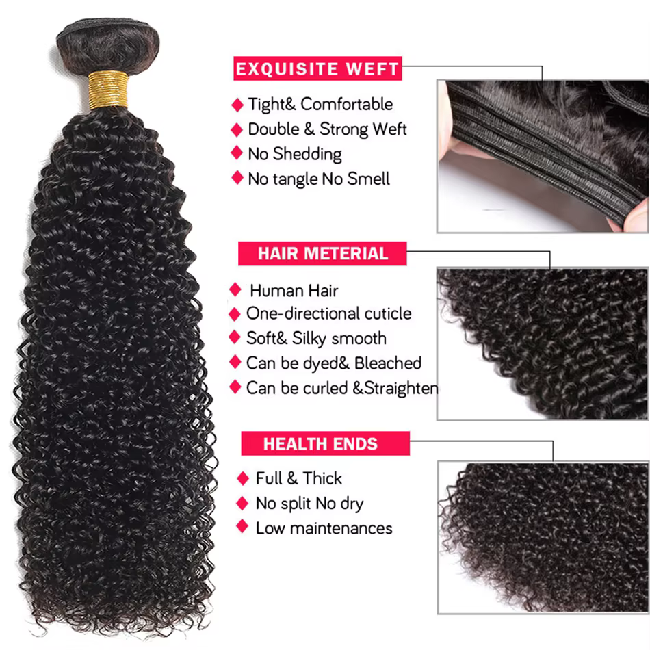Extensions de Cheveux Humains Indiens Afro Kinky Curly