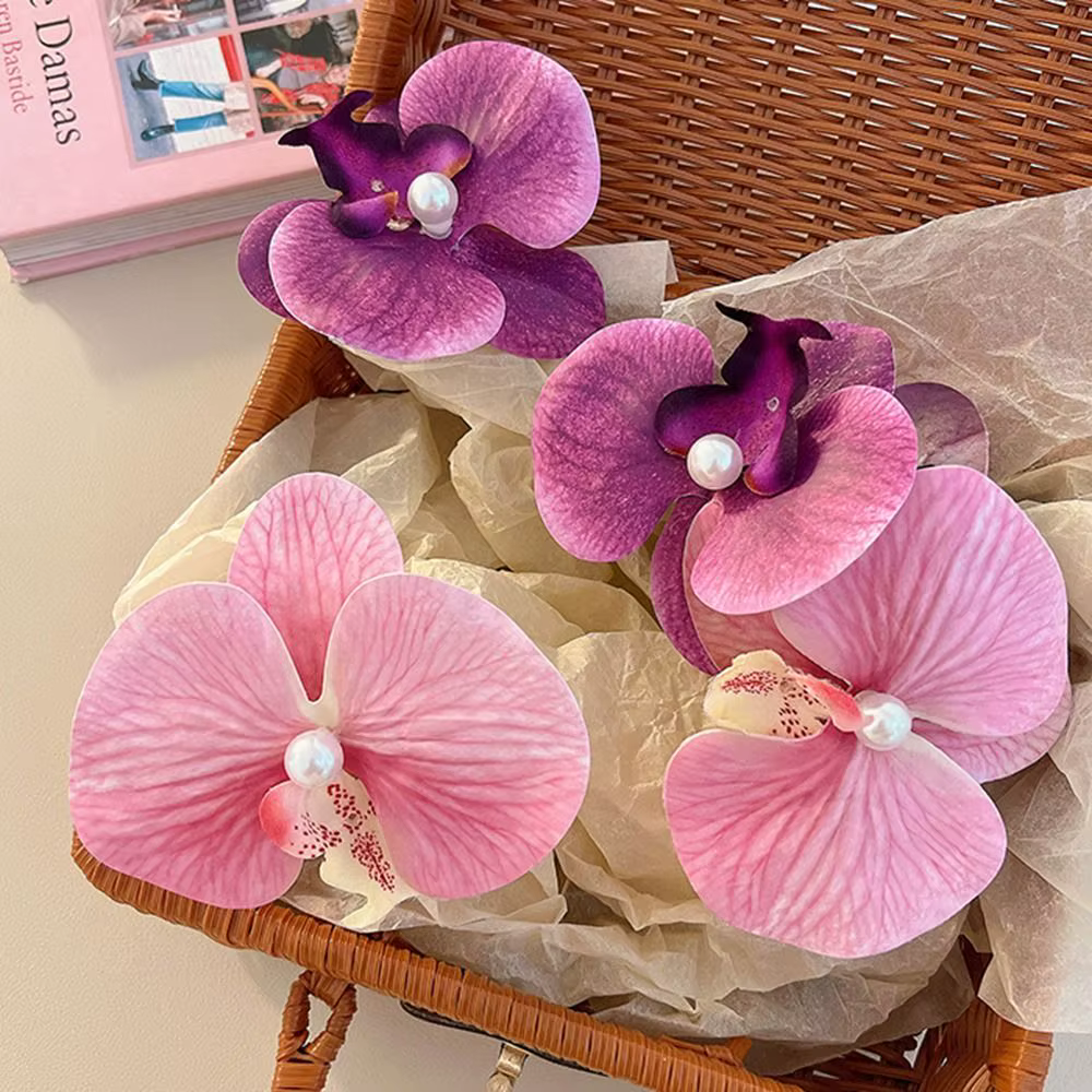 1 pièces Phalaenopsis perle pince à cheveux orchidée papillon