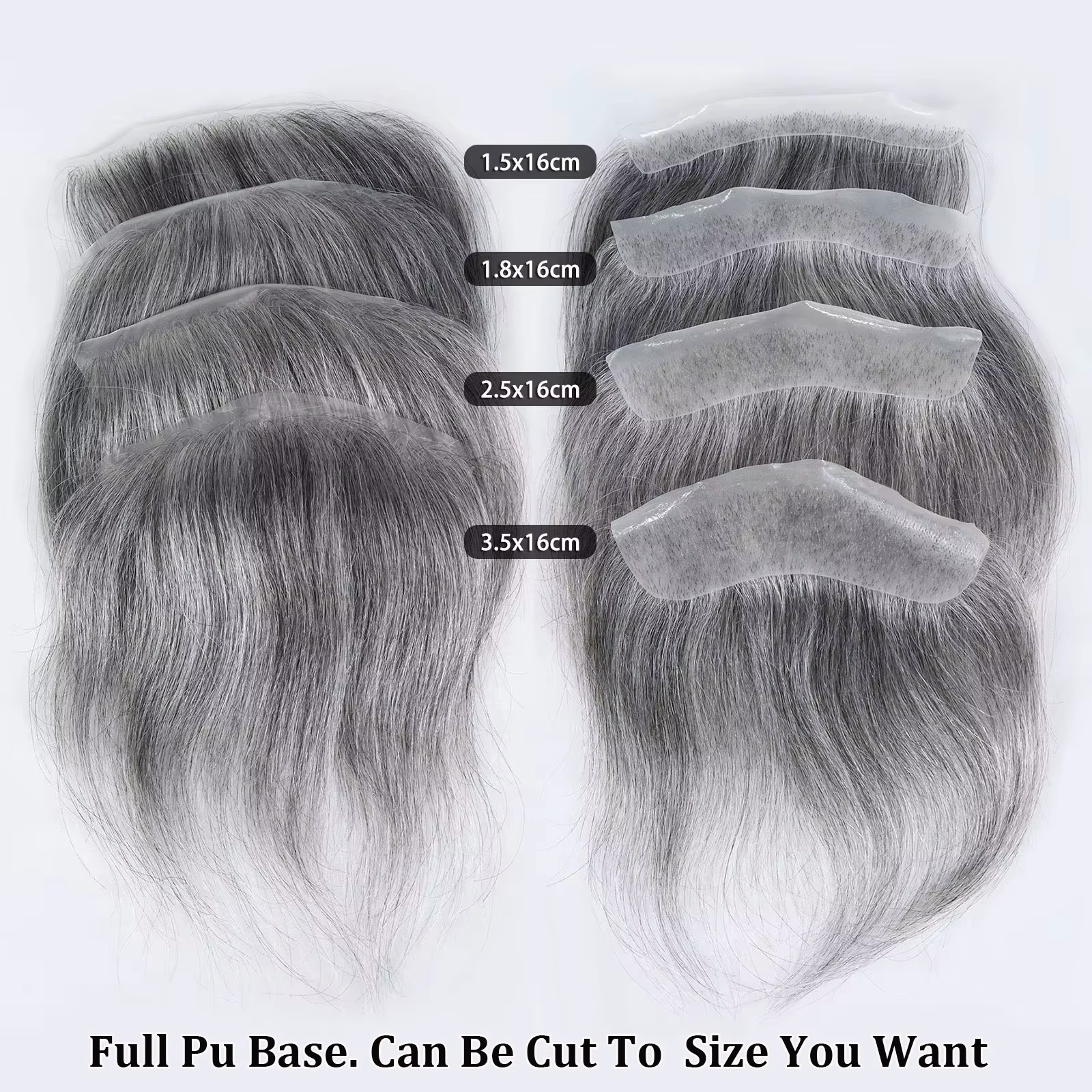 Toupet gris pour hommes postiche humaine 0.06mm peau Ultra mince Style V ligne de cheveux frontale