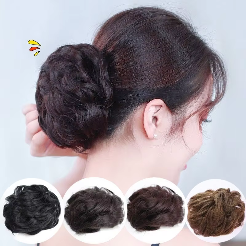 Chignon Donut Chignon Updo avec corde à cheveux élastique-Extensions de cheveux synthétiques pour un usage quotidien